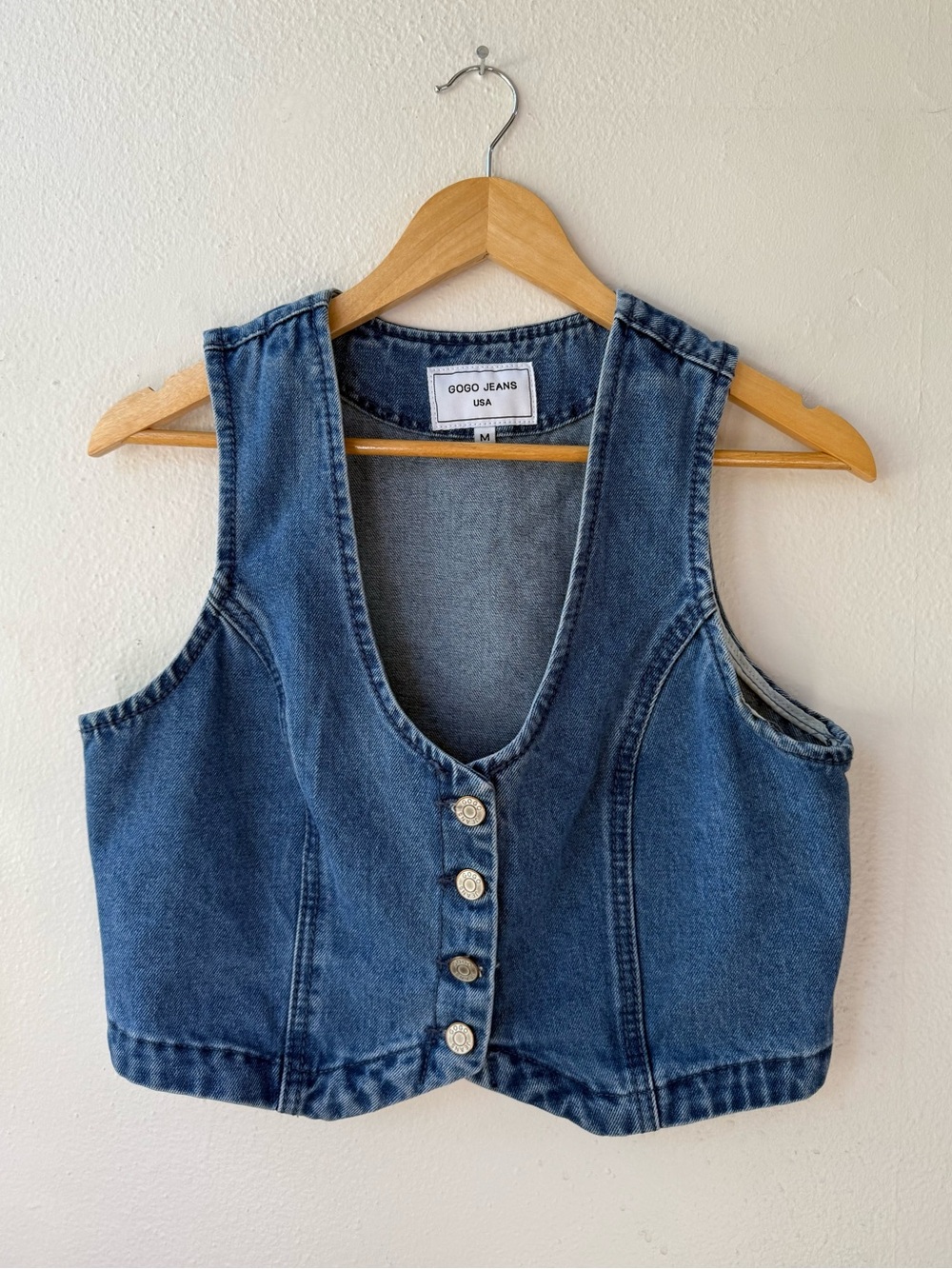 GOGO Jeans Blue Denim Crop Vest Size Medium